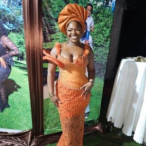 Brunt Orange Asoebi Dress